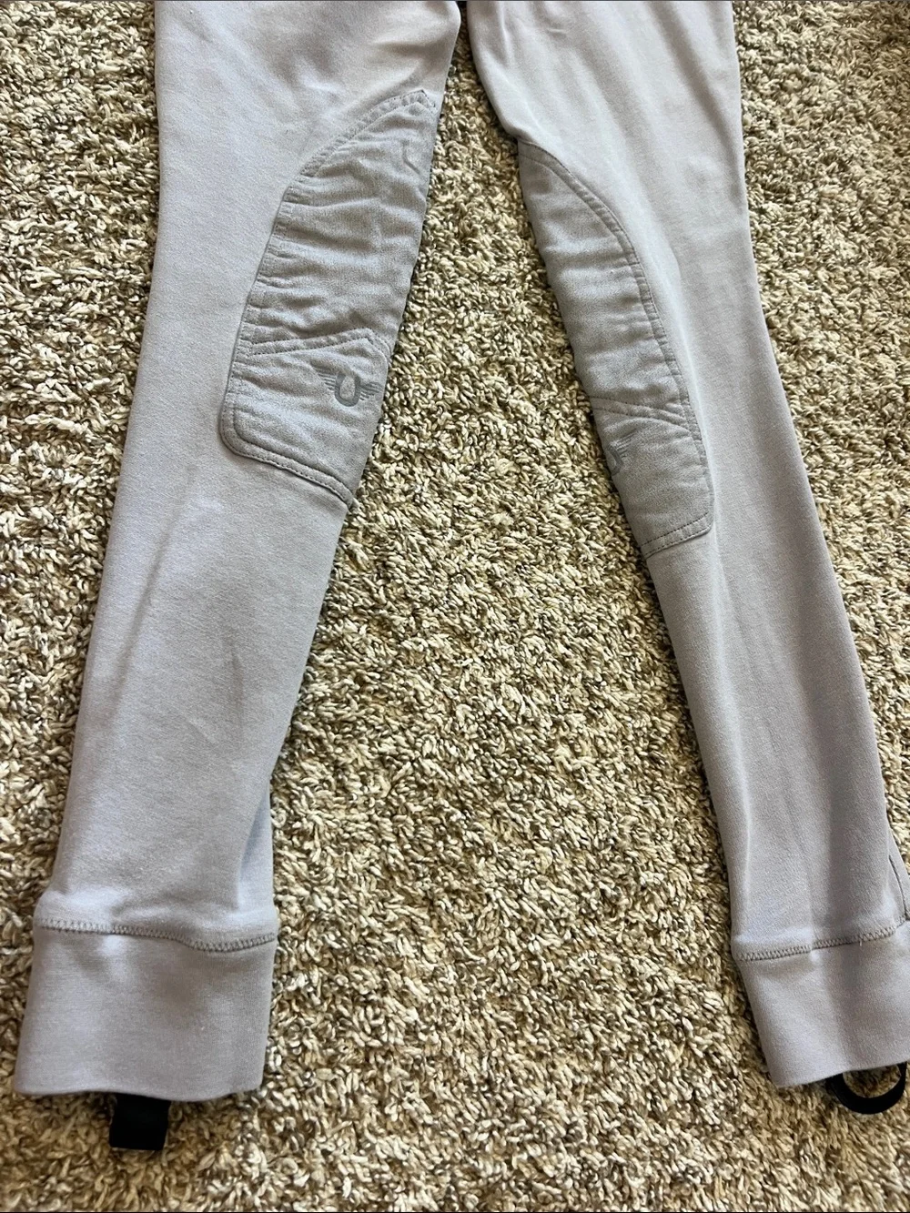 Girls Tuff Rider Light Gray High-Rise Equestrian Riding Knit Pants